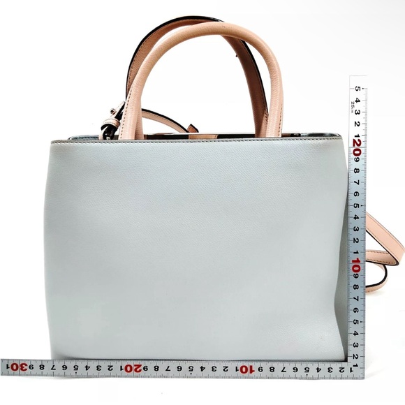 Auth Fendi Petite Monster Studded 2Jours Top Handle Handbag Grigio Perla 2way - Picture 2 of 10